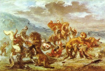 ライオン狩り ユージン・ドラクロワ Oil Paintings
